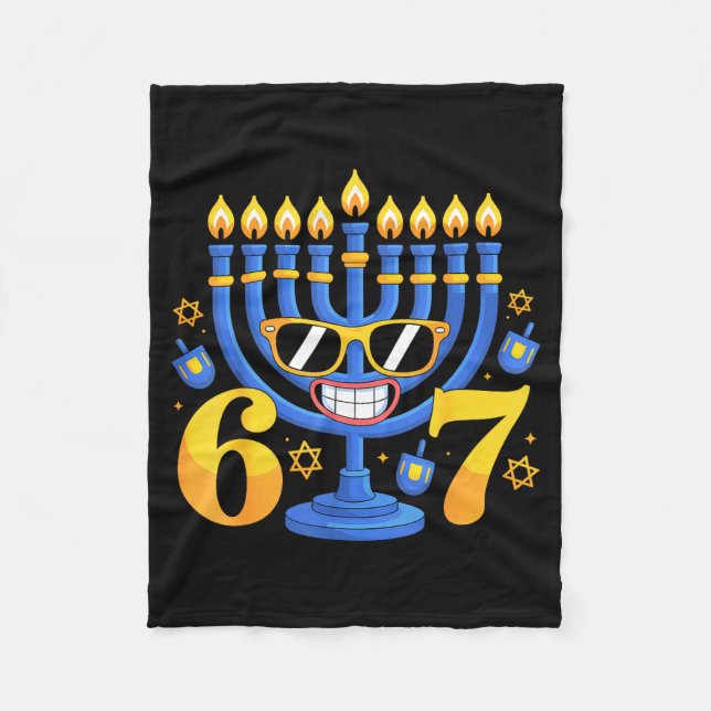 Cobertor De Velo Engraçado 6-7 Menorá Meme Feriado Hanukkah  (Frente)