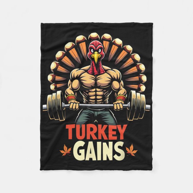 Cobertor De Velo Engraçado Ação de Graças Turquia ganha Motivação T (Frente)