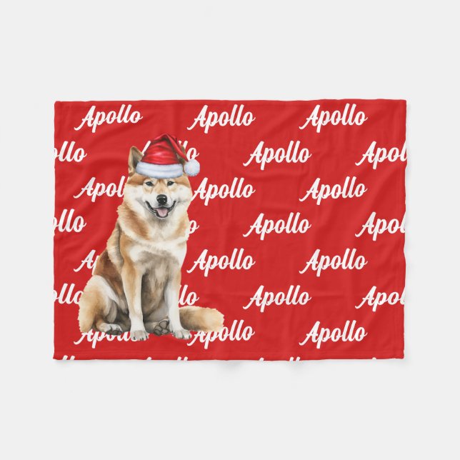 Cobertor De Velo Engraçado Akita Dog Nome Patternado Natal (Frente (Horizontal))