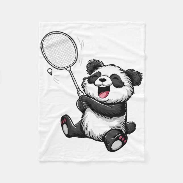 Cobertor De Velo Engraçado Badminton Panda Badminton Player Shuttle (Frente)
