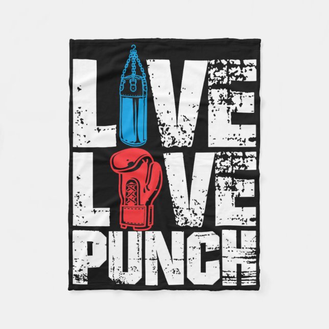 Cobertor De Velo Engraçado Boxando, Tee Live Love Punch (Frente)