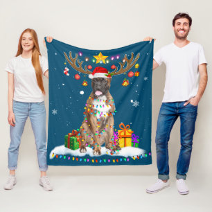 Cobertor De Velo Engraçado Boxer Cachorro Natal Tee Reindeer Natal