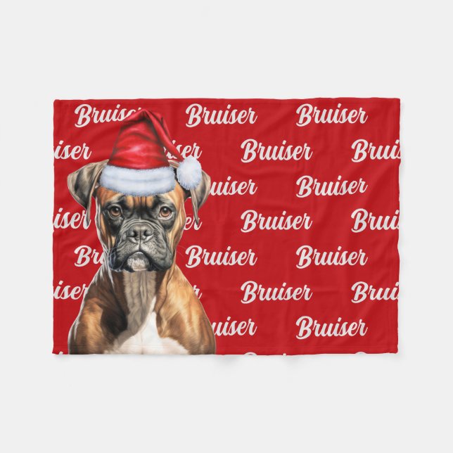 Cobertor De Velo Engraçado Boxer Dog Nome Padrão Natal (Frente (Horizontal))
