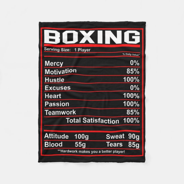 Cobertor De Velo Engraçado Boxing Nutrition Facts Boxer (Frente)