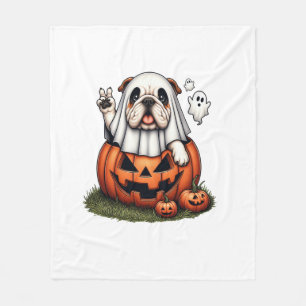 Cobertor De Velo Engraçado Buldogue Fantasma Boo Halloween Mulheres