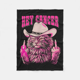 Cobertor De Velo Engraçado Cancer de mama Consciência do Gato Rosa