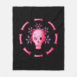 Cobertor De Velo Engraçado Caveira Rosa, do Halloween Whimsigoth