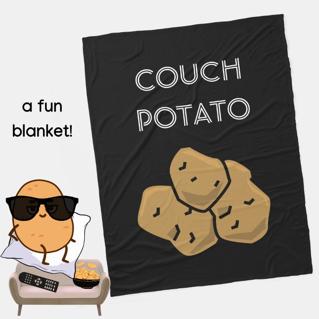 Cobertor De Velo Engraçado "Couch Potato" Binge Observando Introduç (A fun blanket for the lovable couch potato in your life. Black. Choice of colors available. )