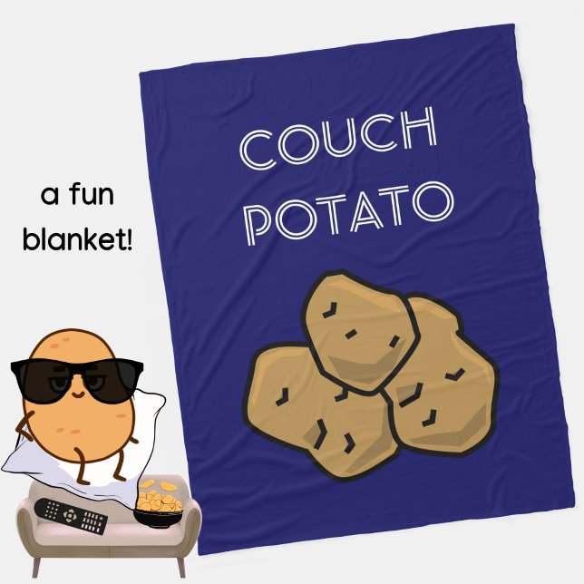 Cobertor De Velo Engraçado "Couch Potato" Binge Observando Introduç (A fun blanket for the lovable couch potato in your life. Blue. Choice of colors available. )