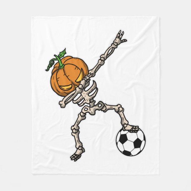 Cobertor De Velo Engraçado Dabbing Pumpkin Head Soccer Ideia (Frente)