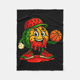 Cobertor De Velo Engraçado Derrubando Melancia Basquete Melancia Da