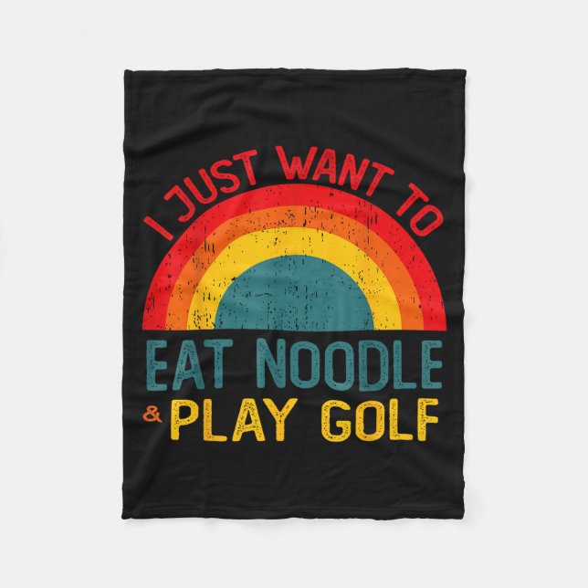 Cobertor De Velo Engraçado eu só quero comer macarrão e jogar golfe (Frente)