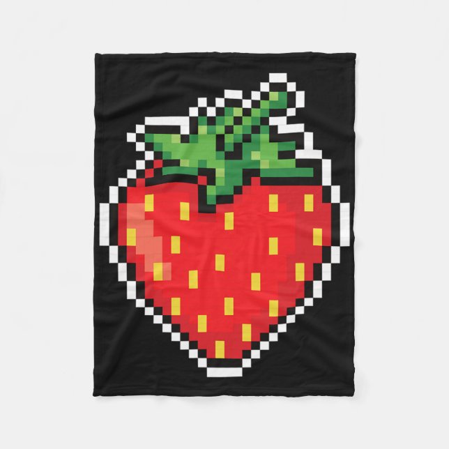 Cobertor De Velo Engraçado Fácil Feira de Halloween Pixel Strawberr (Frente)