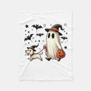 Cobertor De Velo Engraçado Fantasma Andando Cachorro Spooky Season