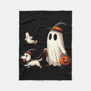 Cobertor De Velo Engraçado Fantasma Andando Cachorro Spooky Season