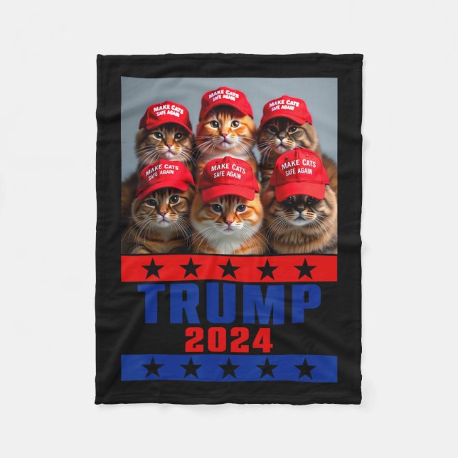 Cobertor De Velo Engraçado Fazer Os Gatos Salvarem Novamente Trump  (Frente)