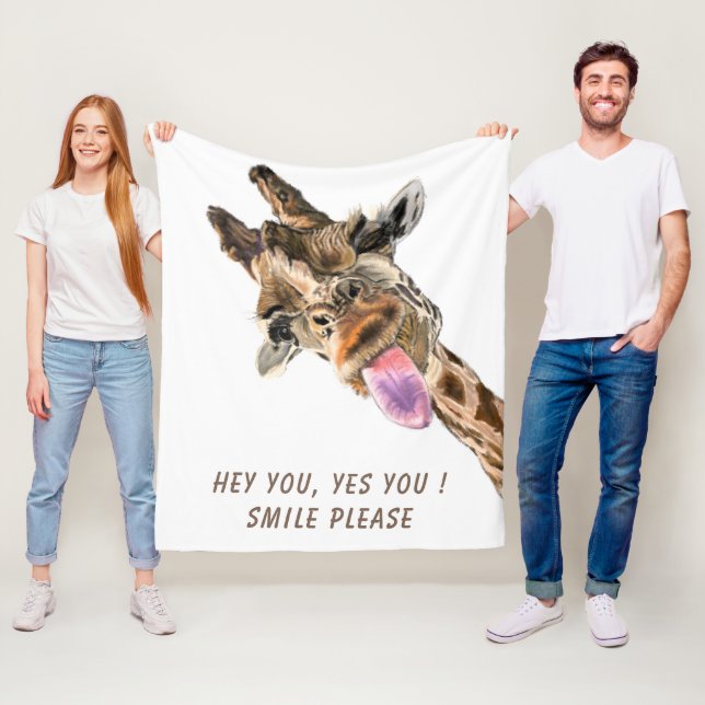 Cobertor De Velo Engraçado Girafa Fleece Blanket - Texto Personaliz (In Situ)