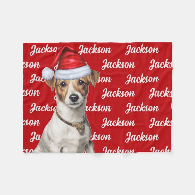 Cobertor De Velo Engraçado Jack Russell Nome de Cachorro Patterado  (Frente (Horizontal))