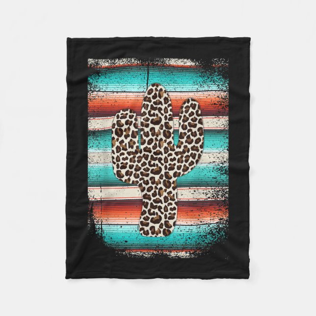 Cobertor De Velo Engraçado Leopardo Cactus Serape Cactus impressão  (Frente)