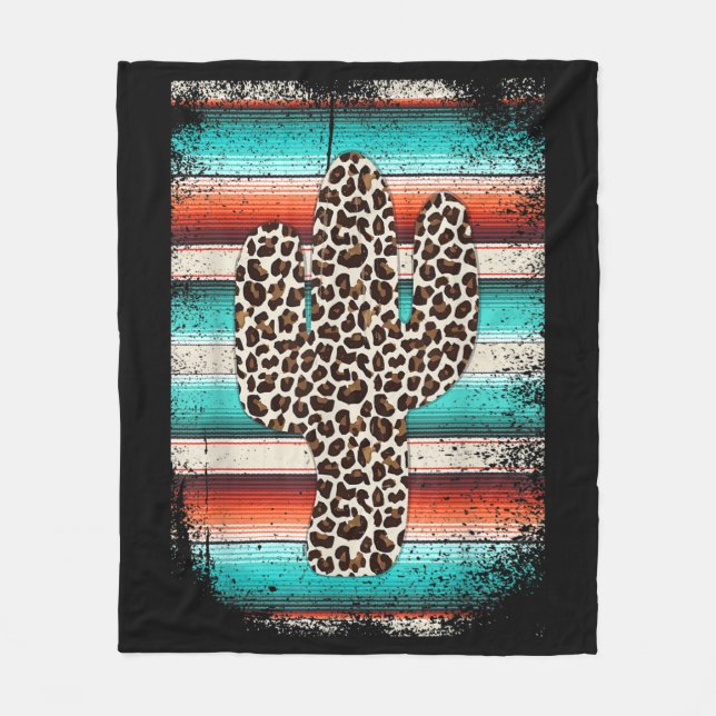 Cobertor De Velo Engraçado Leopardo Cactus Serape Cactus impressão  (Frente)