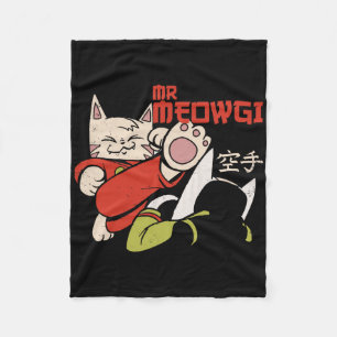 Cobertor De Velo Engraçado Meowgi Karate Cat Meow Design Men Women