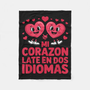 Cobertor De Velo Engraçado meu coração bate em dois idiomas bilíngu