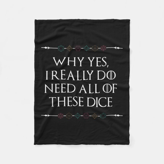 Cobertor De Velo Engraçado Nerdy Gaming D20 Rpg Dice Dizendo Cotaçã (Frente)