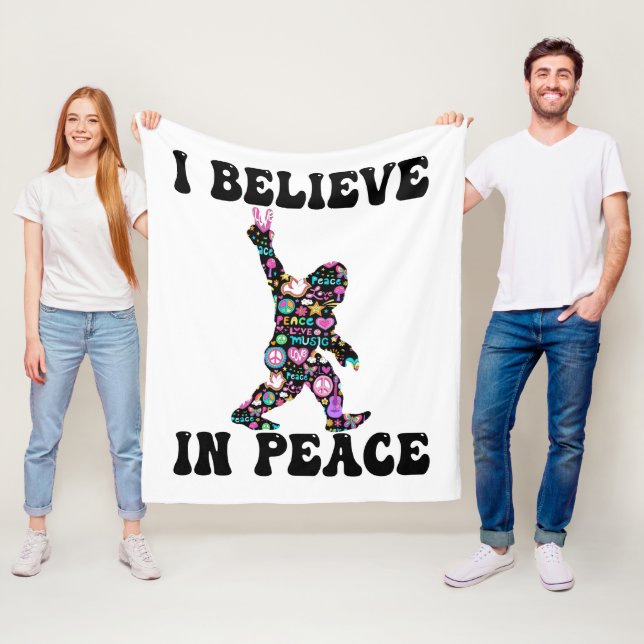 Cobertor De Velo Engraçado Pé Grande Eu Acredito Em Paz (In Situ)