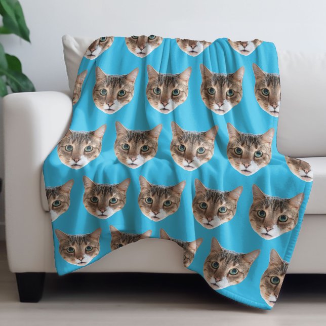 Cobertor De Velo Engraçado Personalizado Gato Rosto Folheto (Funny Personalized Cat Face Fleece Blanket
)