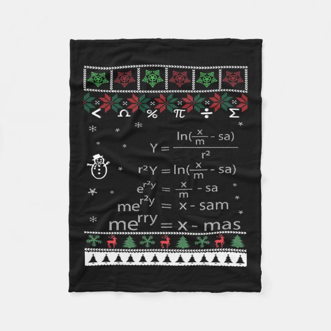 Cobertor De Velo Engraçado Professor De Matemática Feliz Natal Xmas (Frente)