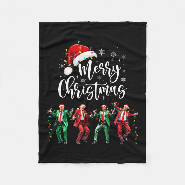 Cobertor De Velo Engraçado Trump Dance Papai Noel Feliz Natal Natal (Frente)