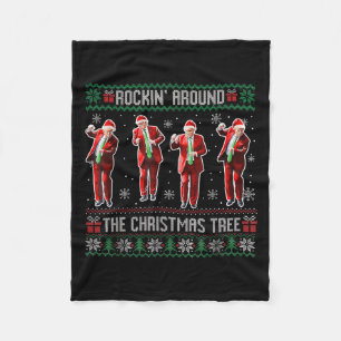 Cobertor De Velo Engraçado Trump Rockin Ao Redor Da Árvore De Natal