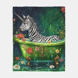 Cobertor De Velo Engraçado Unicórnio Zebra em uma Banheira
