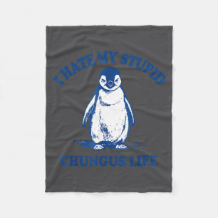 Cobertor De Velo Engraçado Vintage Odeio Minha Vida de Pinguim Stud
