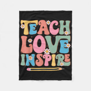 Cobertor De Velo Ensine Amor Inspire Retro Groovy Volta às Aulas Ch