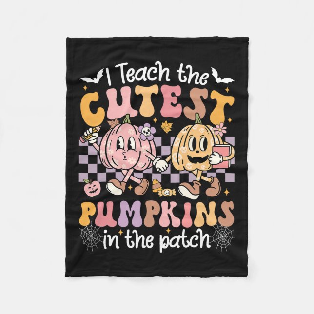 Cobertor De Velo Ensino Os Pumpkins Mais Bonitos No Patch Retro Tea (Frente)