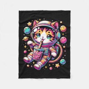 Cobertor De Velo Enstronauta Engraçado Espaço Kawaii Boba Tea Cat