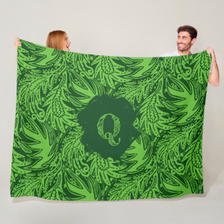 Cobertor De Velo Entre as Folhas Monograma Verde