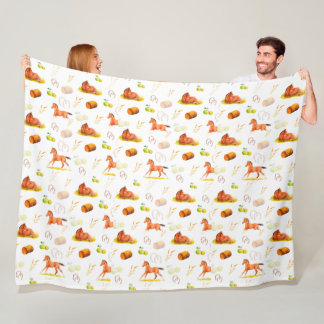 Cobertor De Velo Equídeos De Padrões De Aquarela Ferradura Maçãs