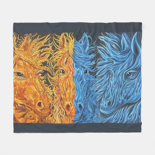 Cobertor De Velo Equilíbrio Eterno - Cavalos - Chama Gêmea (Frente (Horizontal))