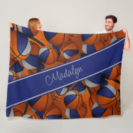 Cobertor De Velo equipe da cinza azul colorido sala de basquetebol 