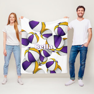 Cobertor De Velo equipe de basquete de ouro roxo colorido decoração