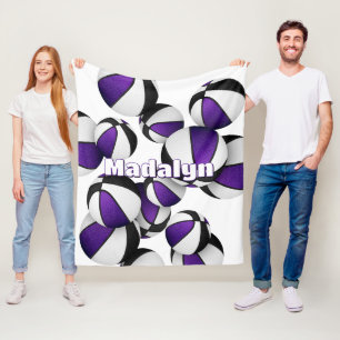 Cobertor De Velo equipe de basquete preto roxo colorido decoração e