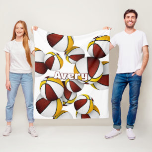 Cobertor De Velo equipe de basquetebol maroon gold cores decor desp