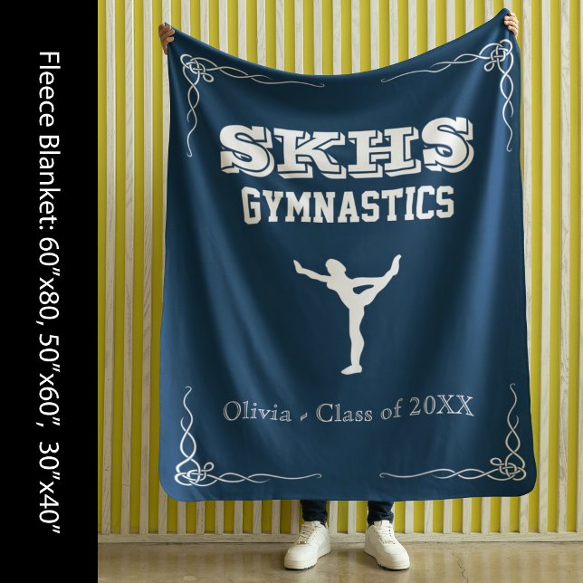Cobertor De Velo Equipe de ginástica Flece Med White Text Blanket (Gymnastics Team Fleece Med White Text Blanket)