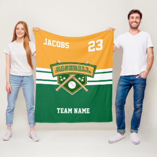 Cobertor De Velo Equipe de Símbolos de Beisebol em Verde, Dourado