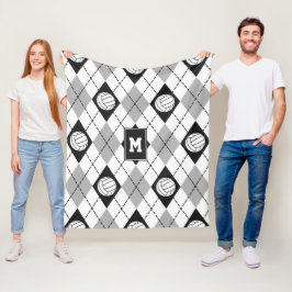 Cobertor De Velo equipe de vôlei da cinza negra coloriu argyle