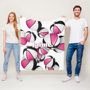 Cobertor De Velo equipe negra cor-de-rosa de basquete colorida