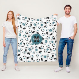 Cobertor De Velo equipe preta teal colorido bolas de futebol rapaze