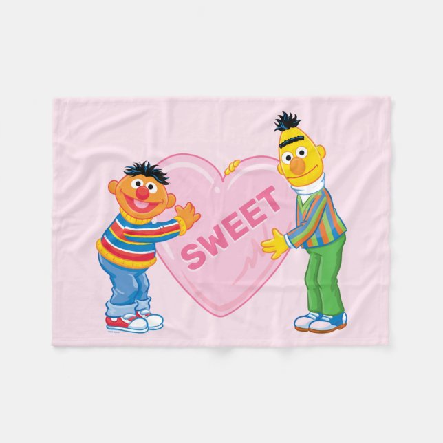 Cobertor De Velo Ernie & Bert Big Namorados Heart (Frente (Horizontal))